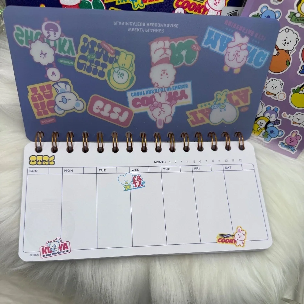 BT21 BTS Weekly Planner, BT21 Pen Case, Stickers set Stationary Bundle